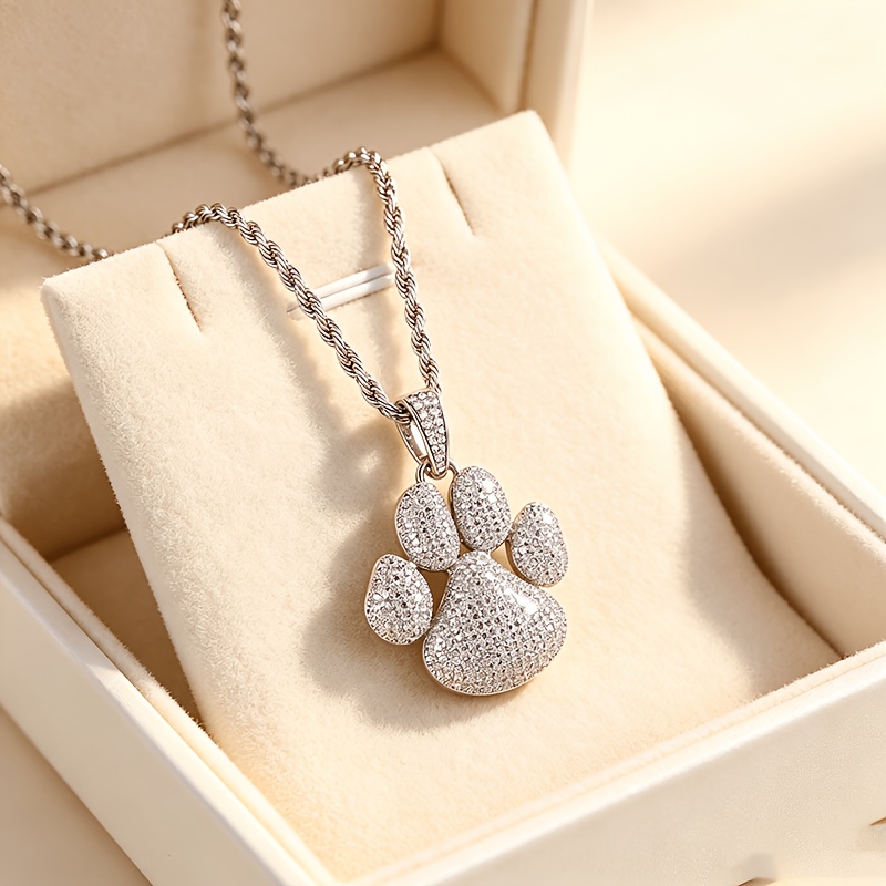 Hip Hop Synthetic Zircon Ice Bear Claw Pendant Necklace